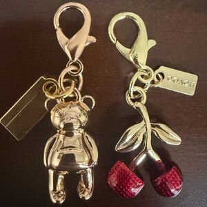 Coach Gold Teddy Bear & Red Cherry Bag Charms